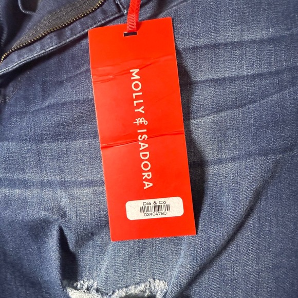 Molly & Isadora Women's Blue Denim Distressed Knee Length Shorts Size 20 - Picture 4 of 12